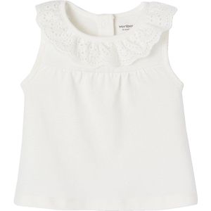 T-shirt voor speciale gelegenheden met geborduurd kraagje voor babymeisjes wit