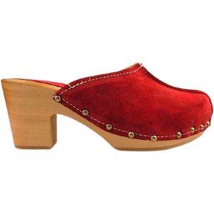 DINA Heels rood dames clogs suede