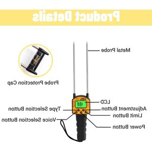 Handheld Grain Moisture Meter Robust Accurate Carbon Steel Needle Moisture Tester Detector for Food