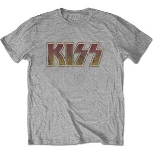 Kiss - Vintage Classic Logo Heren T-shirt - XL - Grijs