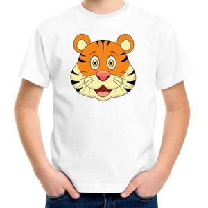 Cartoon tijger t-shirt wit voor jongens en meisjes - Kinderkleding / dieren t-shirts kinderen 158/164