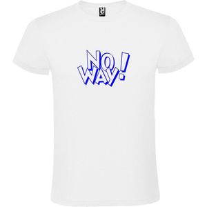 Wit T-shirt ‘No Way!’ Blauw Maat S