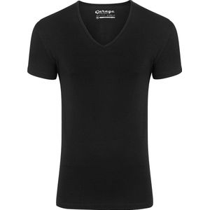 Garage 206 - Bodyfit T-shirt diepe V-hals korte mouw zwart XXL 95% katoen 5% elastan