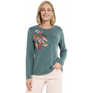 Effen geborduurd T-shirt met lange mouwen en ronde hals