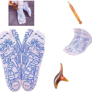 WoodyDoody Massage Acupunctuur Reflexology Sokken Dubbelzijdig Bedrukt - Reflexologie Sokken met Drukpunten met 2 Stijlvolle Acupressuur Pennen voor Voetmassage - Voetreflexologie Sokken UNISEX van Rugpijn tot Spijsvertering Verbetering
