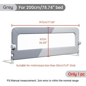 FIBILA Baby Veiligheidsbed Reling - Bed Hek - Baby Bed Barrière - Bed Rail Guard - Schroef-vrije Installatie - Veiligheidsbeveiliging voor Kinderen - Geschikt voor Bedden van 200cm - Stevig, Makkelijk te Installeren en Verstelbaar