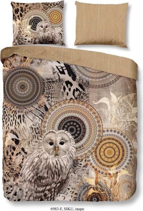 Flanellen Dekbedovertrek - Taupe - 140x220cm - Tweepersoons - Inclusief Kussenslopen - 100% Flanel Katoen