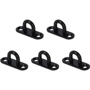 Oval Pad Eye Plate Black Stainless Steel - Ceiling Hook Pad Eye Plate - 5PCS Reinforced Bearing Door Fastening Buckle (8mm) .
