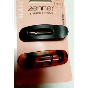 Zenner healthy hair - hair clips metal free - limited edition - 260406 - haarclips zwart en bruin mat - 2x haarclip