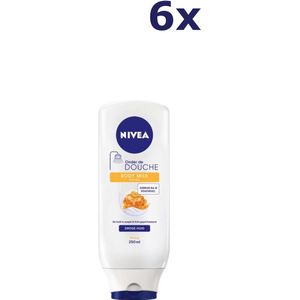6x NIVEA Onder de Douche Body Honey Milk 250 ml Bodylotion