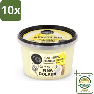 10 x Organic Shop - Body Scrub Pineapple & Coconut - Verfrissend en Voedend - 250 ml - Grootverpakking - Bodyscrub - Exfoliatie - Huidverzorging - Suikerscrub - Tropische Geur