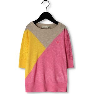 Like FLO Knitted Slub Colourblock Sweater Truien & Vesten Meisjes - Sweater - Hoodie - Vest- Roze - Maat 104