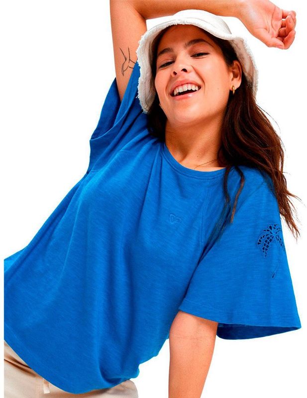 Roxy - T-shirt - Korte Mouw - Wit - Katoen/Polyester