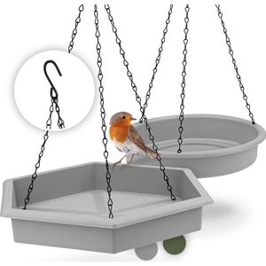 Set van 2 vogelvoederdispensers om op te hangen (32 x 28 x 5 cm, 25 cm) I XL voederstation vogels groot tuin balkon - vogelbad vorstbestendig hangend voor wilde vogels in de tuin