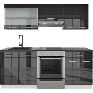 Vicco Fame-Line Complete keukeneenheid – 200 cm , WB Antraciet Antraciet hoogglans/wit , WB Antraciet