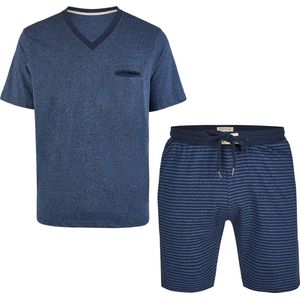 Phil & Co Essential Shortama Heren Korte Pyjama Katoen Blauw - Maat XL