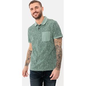 camel active Piqué poloshirt met all-over bloemenprint - Maat menswear-XL - Groen