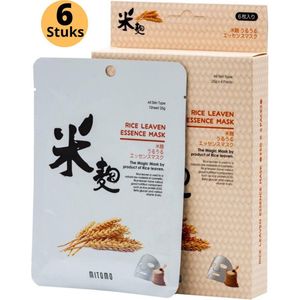 Mitomo Rice Leaven Gezichtsmasker - Gezichtsmasker Verzorging - Face Mask Beauty - Face Mask Japans - Gezichtsverzorging Dames - Japanse Gezichtsmaskers - Skincare Ritual Sheet Mask - 6 x 25g