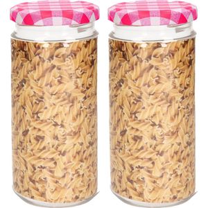 Plasticforte Weckpot/inmaakpot Classic - 2x - 550ml - kunststof - draaideksel - roze - D7 x H16 cm