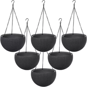 Rechthoekige zelf water gevende plantenbakken, vensterbank hangende plantenbakken met waterniveau-indicator, moderne plastic bloempotten voor binnen buiten kantoor-wit 40x13cm (16x5inch