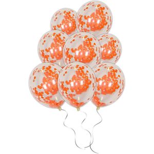 LUQ - Luxe Oranje Confetti Helium Ballonnen - 10 stuks - Verjaardag Versiering - Decoratie - Latex Ballon - Koningsdag