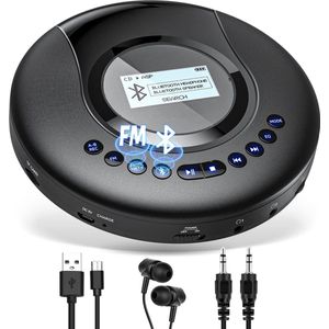Discman - CD speler - Anti shock - Oplaadbaar - Bluetooth - Inclusief oordopjes - Must have voor iedereen!