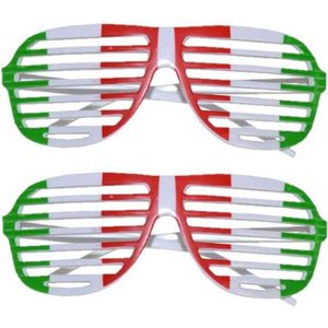 2x stuks italie lamellen supporters bril voor volwassenen - Verkleed feestartikelen Italiaanse vlag