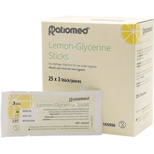 Citroen-Glycerine Sticks - Lemon Swabs - 25 x 3 stuks - mondverfissende wattenstaafjes - Lemon Tip swaps