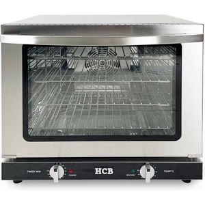 HCB® - Professionele Horeca Heteluchtoven - 66 liter - 230V - RVS / INOX hetelucht oven vrijstaand - 58x50.6x50.7 cm (BxDxH) - 28 kg