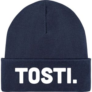 Tosti - Snack Outfit - Grappige Eten En Snoep Spreuken en Teksten Cadeau - Dames / Heren / Unisex Kleding - Beanie - Navy Blauw