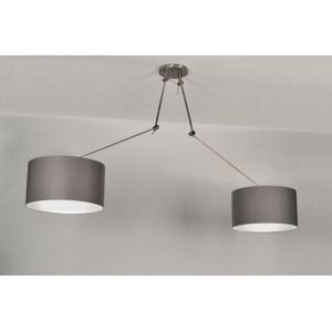 Lumidora Hanglamp 30110 - BROOKLYN - 2 Lichts - E27 - Grijs - Taupe - Textiel