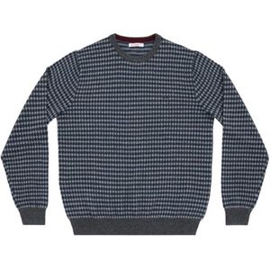 Trui Sun68 Men Round Jacquard Grigio Scuro Grigio Chiaro-S