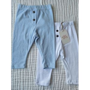 RobyKris Baby Broeken 2 stuks - Katoen - Blauw/wit - Maat 80-86