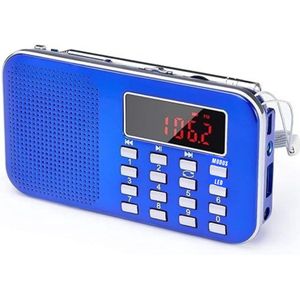 GTB® Transistor Radio Op Batterijen - Transistor Radio - Transistor Radio met Netvoeding - Blauw - 12cm x 2cm x 7cm