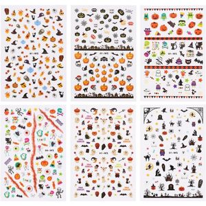 Inovra - Nagelstickers Halloween Thema met Bloemen, Sterren en Letters - Set van 12 Vellen