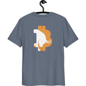 Bull Run - Bitcoin T-shirt - Rug Print - Unisex - 100% Biologisch Katoen - Kleur Licht Blauw - Maat S | Bitcoin cadeau| Crypto cadeau| Bitcoin T-shirt| Crypto T-shirt| Bitcoin Shirt| Bitcoin Merchandise| Crypto Merchandise| Bitcoin Kleding