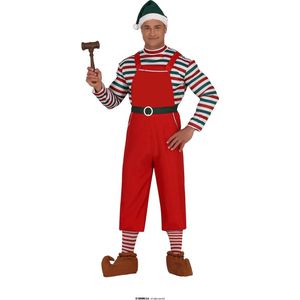 Guirma - Kerst & Oud & Nieuw Kostuum - Winterhulpje Van De Kerst Elf - Man - Rood, Groen - Maat 48-50 - Kerst - Verkleedkleding