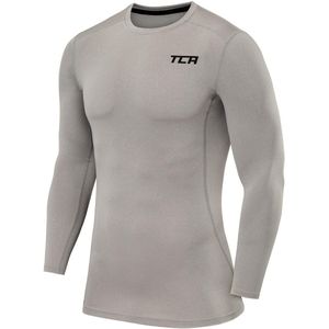 TCA Mannen Pro Performance Lange Mouw Hardloop Compressie Basislaag Top - Grijs, XXL