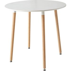 J&R Eettafel - Bijzettafel - Ronde Eettafel - Nordic Scandinavisch design - MDF blad - Beukenpoten - Wit