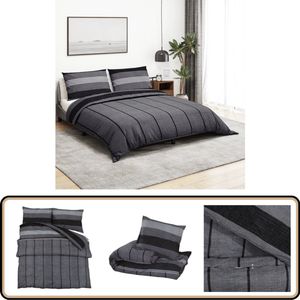 vidaXL Dekbedovertrekset - Katoen - Donkergrijs - 225x220 cm Dekbedovertrek - Donkere Kleuren - Katoen Bedding - Slaapcomfort - Luxe Bedding