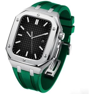 Luxe Apple Watch zilver Case - groen 45mm