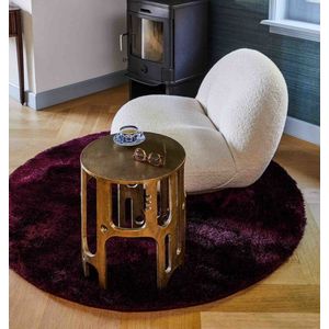 Rond vloerkleed in bordeaux rood