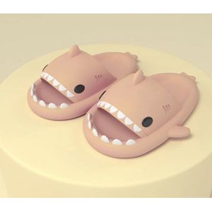Zachtroze Haaien-Slides – Maat 38/39 – Slippers voor Thuis, Buiten, Zwembad & Strand