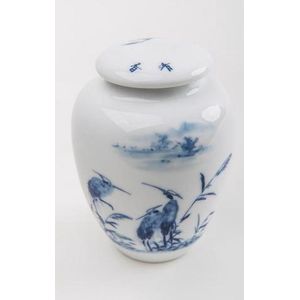 Fine Asianliving Chinese Theebus Porselein Blauw-wit Vogel