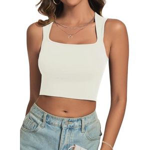 Dames Tanktop - Zomer 2024 - Vierkante Hals Crop Top - Sexy en Comfortabel - Mouwloze Sporttoph