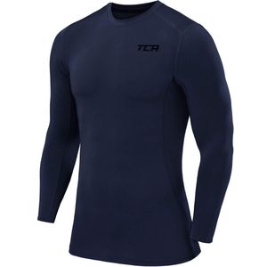 TCA Jongens Pro Performance Lange Mouw Hardloop Compressie Basislaag Top - Donkerblauw, 8-10 Jaar