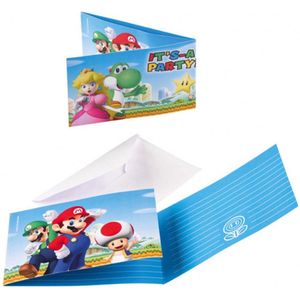 AMSCAN - 8 uitnodigingen en enveloppen Super Mario - Decoratie > Kaarten