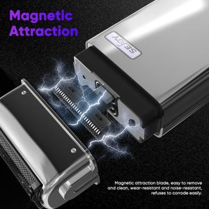 Elektrisch scheerapparaat voor mannen - getande en gaasmessen - IPX7 waterdicht - dynamische lint-led - draagbaar - magnetische adsorptiekop