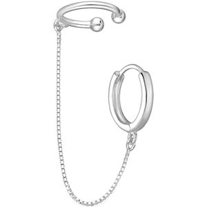 EAR IT UP - Ear cuff met ketting en oorring - 925 sterling zilver - 13 x 74 mm - 1 stuk