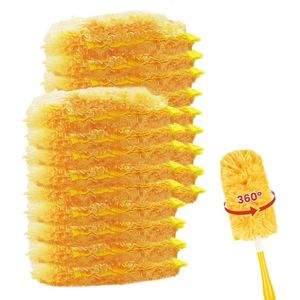 18 stuks vervangende kop voor plumeau - vervangende stofdoeken - compatibel met Swiffer - voor het schoonmaken van huis en auto（oranje kleur）